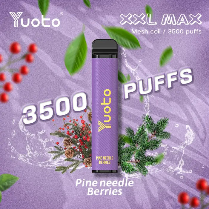 Yuoto XXL Max Pine Needle Berries - En smaksensation som tar dig tillbaka till naturen. Utforska de djupa skogarna och njut av den unika blandningen av tallbarr och bär.