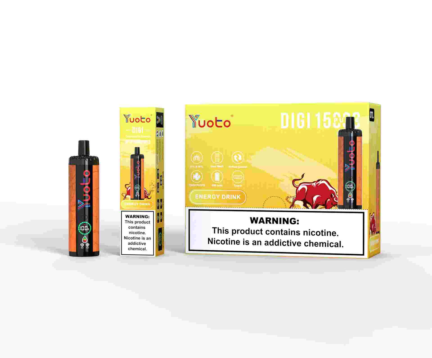Laddningsbar vape med 1500 bloss, Energy dryck(Red Bull).