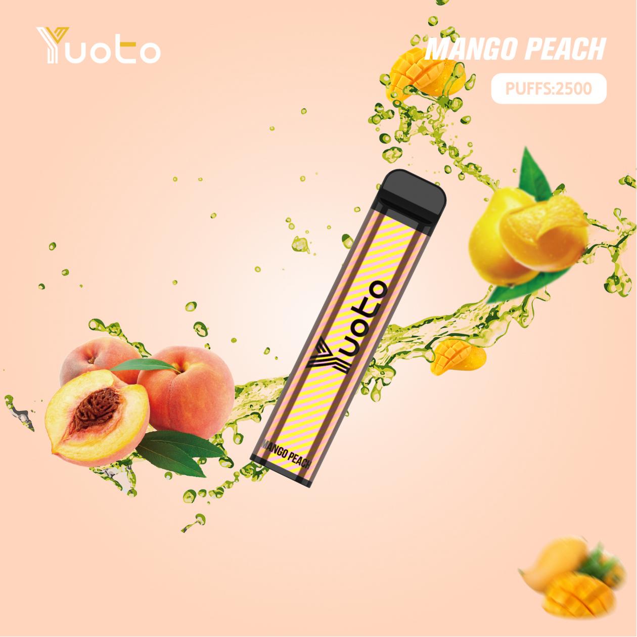 Yuoto XXL Mango Peach - en fruktig och uppfriskande smakupplevelse som kombinerar solmogna mangosötma med fräsch persikotouch. Upptäck den XXL-stora engångsenheten för en långvarig och bekväm användning, var som helst och när som helst."